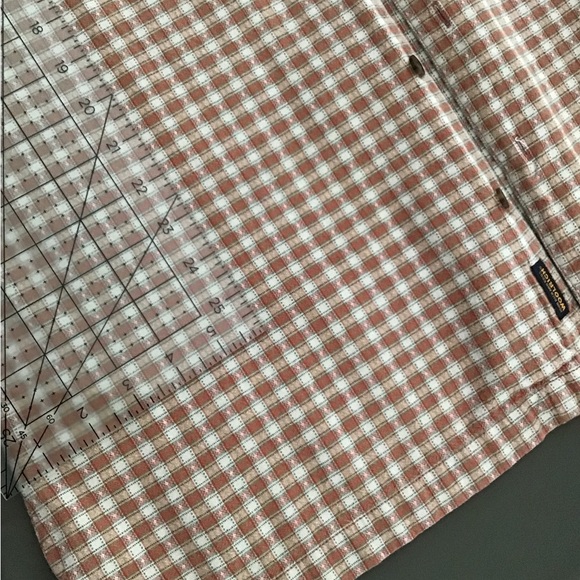 Woolrich Mens s/s button down size LT orange plaid cotton excellent condition - Picture 5 of 8